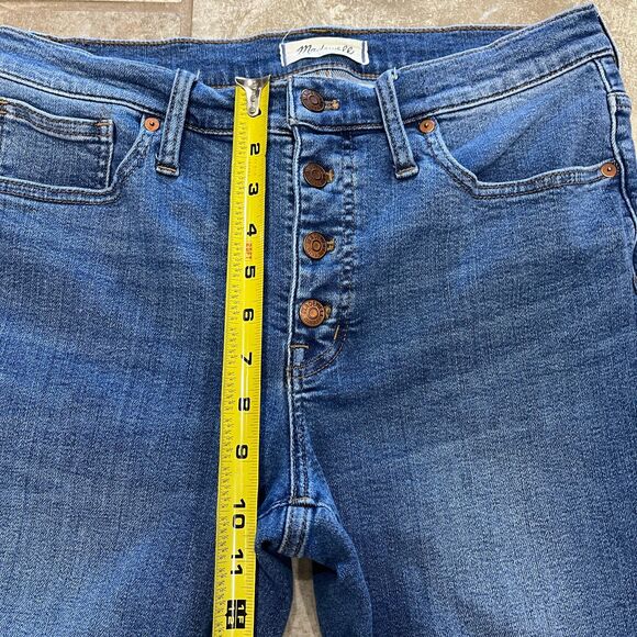 Madewell 9" Mid-Rise Skinny Crop Jeans Button Front Tencel Denim Edition Size 30 - Picture 8 of 13